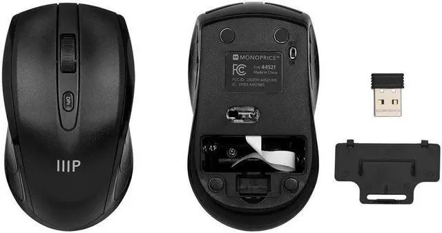 Alt view image 3 of 6 - Monoprice Wireless Membrane Keyboard and Optical Mouse Combo, FullSize 104Key Keyboard, 2.4 GHz Wireless Receiver, for Both Home and Office Use