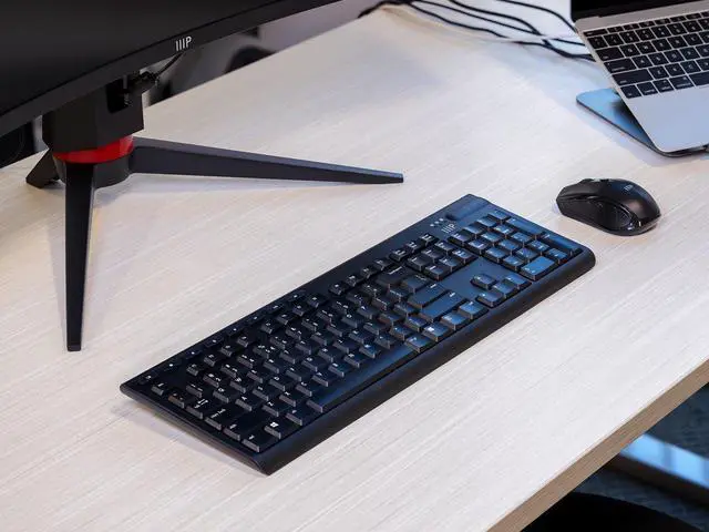 Alt view image 6 of 6 - Monoprice Wireless Membrane Keyboard and Optical Mouse Combo, FullSize 104Key Keyboard, 2.4 GHz Wireless Receiver, for Both Home and Office Use