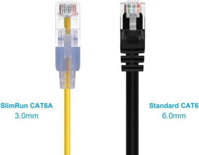 Alt view image 7 of 12 - Monoprice Cat6A Ethernet Patch Cable - 14 Feet - Yellow (10 Pack) Snagless RJ45 550Mhz UTP Pure Bare Copper Wire 10G 30AWG - SlimRun Series