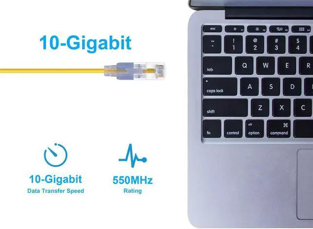 Alt view image 10 of 12 - Monoprice Cat6A Ethernet Patch Cable - 14 Feet - Yellow (10 Pack) Snagless RJ45 550Mhz UTP Pure Bare Copper Wire 10G 30AWG - SlimRun Series