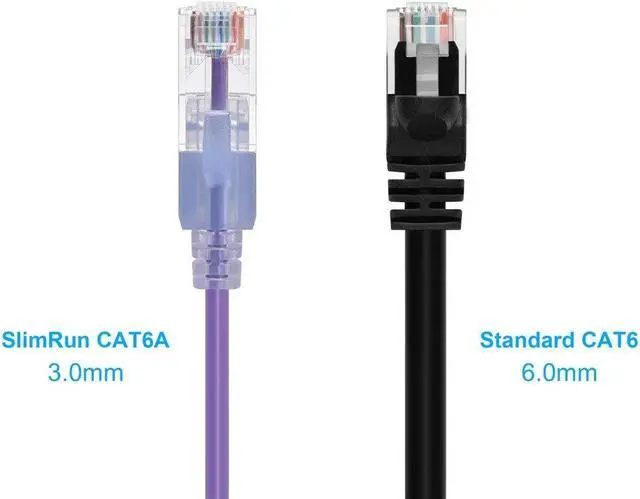 Alt view image 3 of 7 - Monoprice Cat6A Ethernet Patch Cable - 5 Feet - Purple (10 Pack) Snagless RJ45 550Mhz UTP Pure Bare Copper Wire 10G 30AWG - SlimRun Series