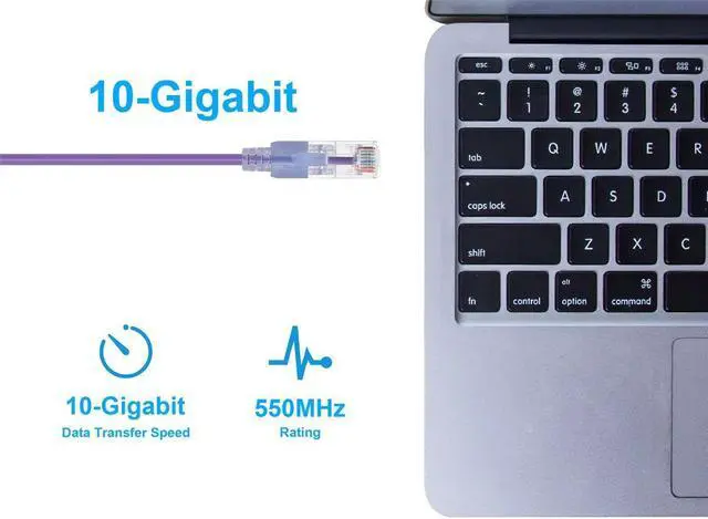 Alt view image 6 of 7 - Monoprice Cat6A Ethernet Patch Cable - 5 Feet - Purple (10 Pack) Snagless RJ45 550Mhz UTP Pure Bare Copper Wire 10G 30AWG - SlimRun Series
