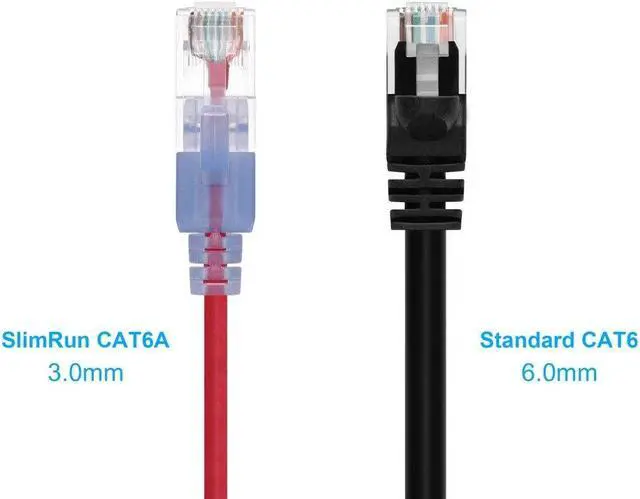 Alt view image 2 of 6 - Monoprice Cat6A Ethernet Patch Cable - 3 Feet - Red (5 Pack) Snagless RJ45 550Mhz UTP Pure Bare Copper Wire 10G 30AWG - SlimRun Series