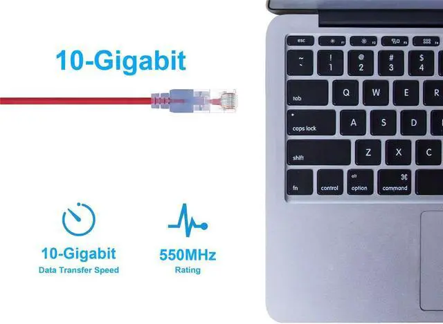 Alt view image 4 of 6 - Monoprice Cat6A Ethernet Patch Cable - 3 Feet - Red (5 Pack) Snagless RJ45 550Mhz UTP Pure Bare Copper Wire 10G 30AWG - SlimRun Series