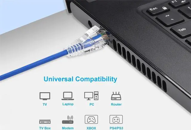 Alt view image 12 of 12 - Monoprice Cat6 Ethernet Patch Cable - 14 feet - Blue | Snagless RJ45 Stranded 550MHz UTP CMR Riser Rated Pure Bare Copper Wire 28AWG - SlimRun Series