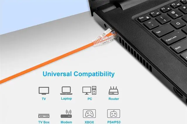 Alt view image 7 of 7 - Monoprice Cat6 Ethernet Patch Cable - 0.5ft - Orange, Snagless RJ45 Stranded 550MHz UTP CMR Riser Rated Pure Bare Copper Wire 28AWG - SlimRun Series