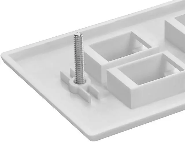 Alt view image 8 of 9 - Monoprice 4-Hole 1-Gang Keystone Wall Plate - White