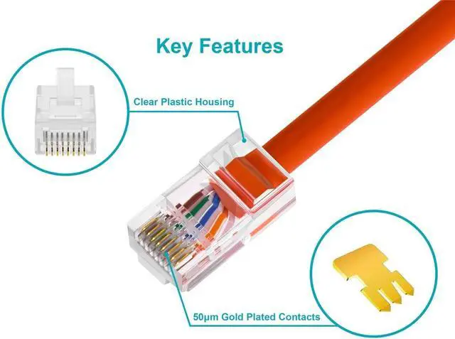 Alt view image 14 of 16 - Monoprice 100-pcs RJ45 Modular Plug for Cat6 Solid Cable