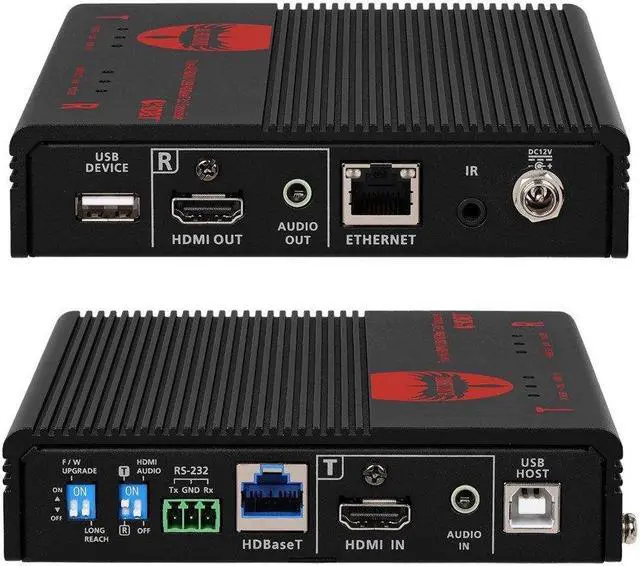 Alt view image 2 of 6 - Monoprice Blackbird True 4K HDMI USB HDBaseT 3.0 Transceiver [TAA] Over Single Cat6a, Up To 100m (328ft) HDCP 2.2, HDR, Bi-directional IR, RS-232, USB