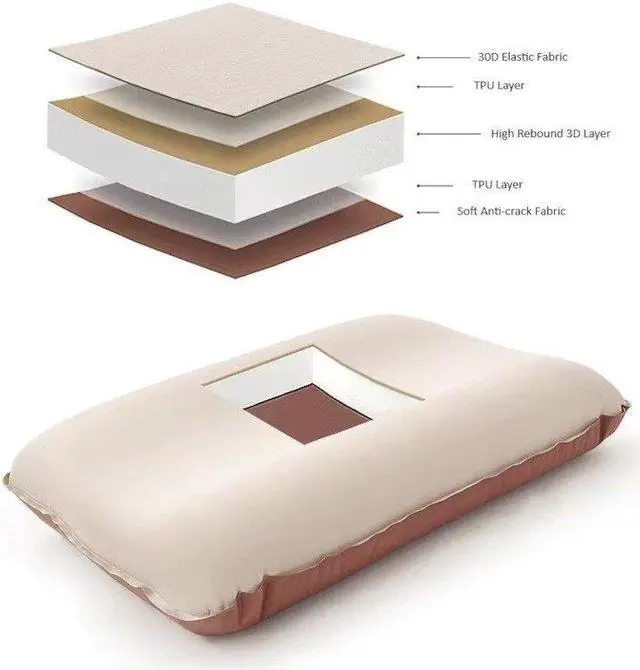 Alt view image 2 of 6 - MPM Lightweight Self Inflatable Camping Pillow Ergonomic Compact Travel Camp Pillow, Compressible Inflating Pillows, For