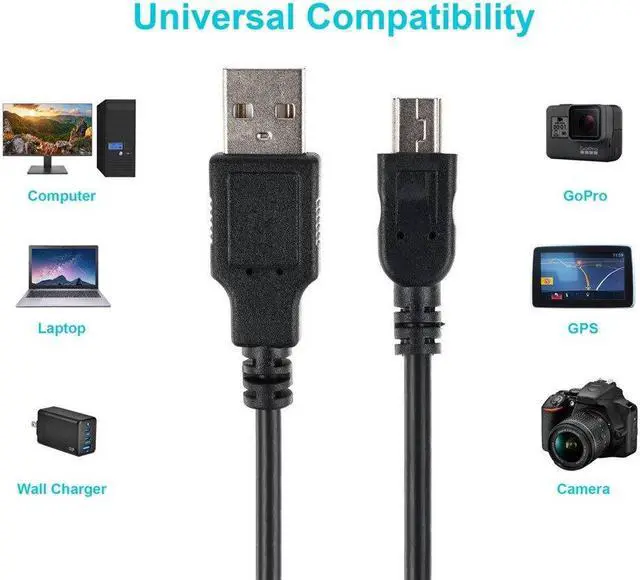 Alt view image 9 of 9 - Monoprice USB A to Mini-B 2.0 Cable - 6 Feet - Black | 5-Pin 8/28AWG