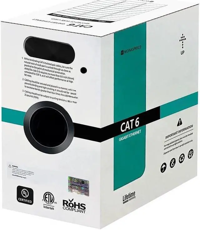 Alt view image 6 of 10 - Monoprice Cat6 Ethernet Bulk Cable - 1000 Feet - Red | Network Internet Cord - Solid, 550Mhz, UTP, CMP, Plenum, Pure Bare Copper Wire, 23AWG, No Logo
