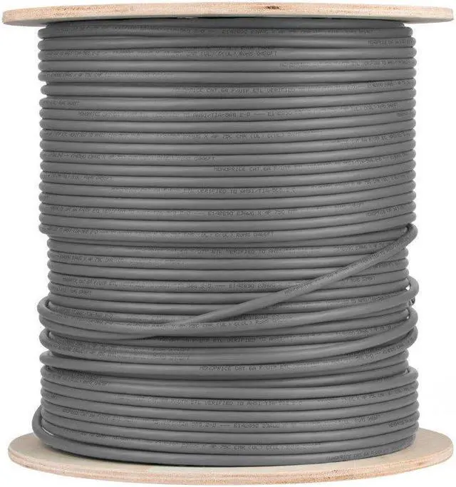Alt view image 2 of 6 - Monoprice Cat6 Ethernet Bulk Cable - Network Internet Cord - Solid, 550Mhz, STP, CMR, Pure Bare Copper Wire, 23AWG, No Logo, 1000ft, Gray