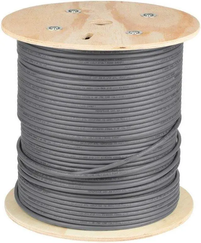 Alt view image 3 of 6 - Monoprice Cat6 Ethernet Bulk Cable - Network Internet Cord - Solid, 550Mhz, STP, CMR, Pure Bare Copper Wire, 23AWG, No Logo, 1000ft, Gray