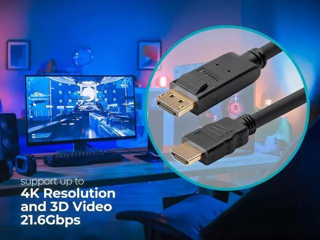 Alt view image 6 of 13 - Monoprice DisplayPort 1.2a to HDTV Cable - 6 Feet, Supports Up to 4K Resolution And 3D Video - Select Series