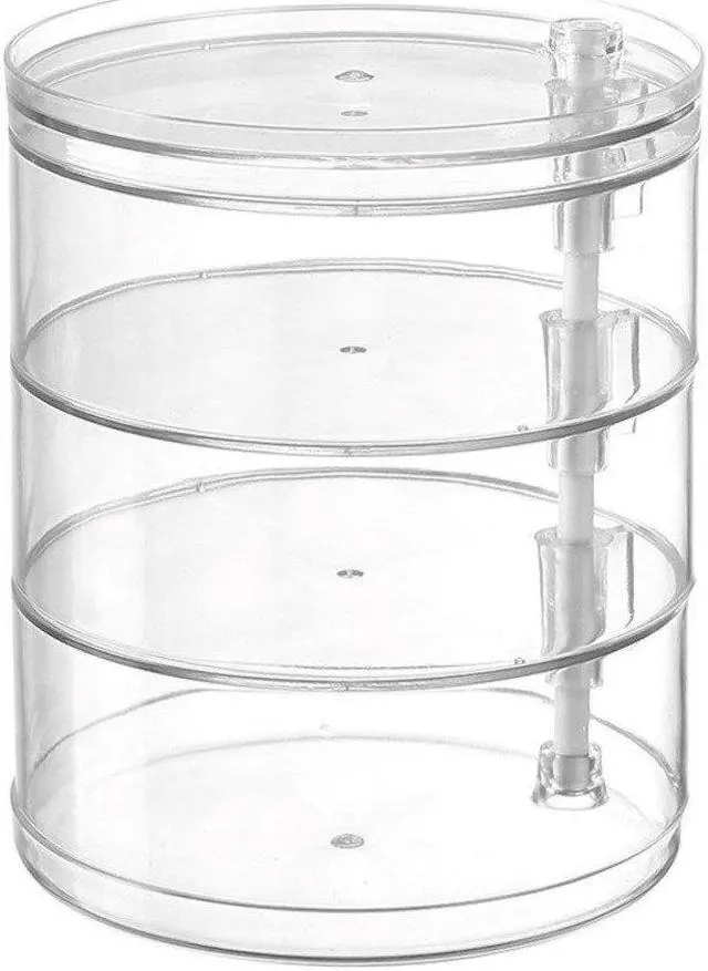 Alt view image 2 of 4 - MPM 4 Tier Rotatable Organizer With Lid, Acrylic Jewelry Holder, Rotating Accessories Container, Clear Storage Tray for