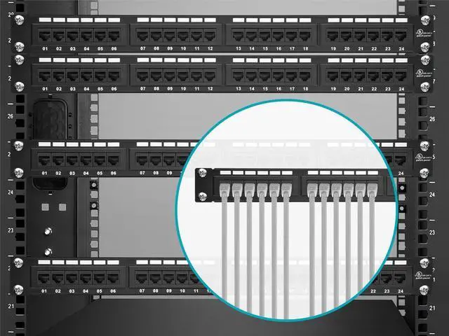 Alt view image 6 of 14 - Monoprice 24-Port Cat6 Patch Panel, 110 Type (568A/B Compatible) Black Painted Steel Panel, UL Listed