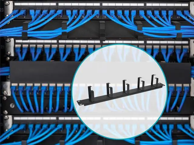 Alt view image 12 of 14 - Monoprice 1U Premium Cable Management With 5 Metal D-Ring, 1.75in (H) X 19in (W)