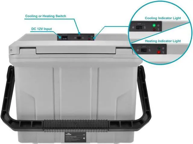Alt view image 4 of 6 - Pure Outdoor by Monoprice Emperor 15 Portable Refrigerator 15L with Car Plug Adapter