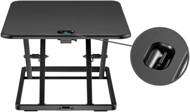 Alt view image 4 of 6 - Monoprice Ultra-Slim Single Top Height Adjustable Compact Sit-Stand 26-Inch Desk Converter Riser, Compact Sit Stand Desktop Converter for Monitor or Laptop, Black