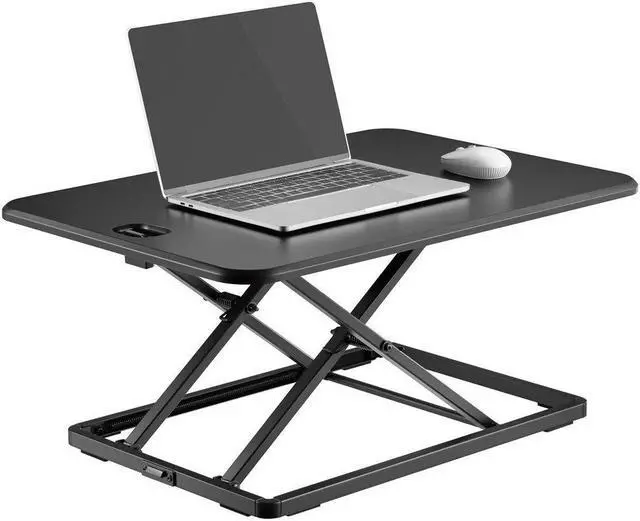 Alt view image 5 of 6 - Monoprice Ultra-Slim Single Top Height Adjustable Compact Sit-Stand 26-Inch Desk Converter Riser, Compact Sit Stand Desktop Converter for Monitor or Laptop, Black