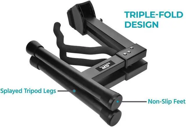 Alt view image 3 of 6 - Monoprice A-Frame Stand for Electric, Acoustic, and Bass Guitars, Universal Guitar Stand, Adjustable Locking Pin, Versatile Yoke Design, EVA Rubber Padding, Triple-Fold Design - Stage Right Series
