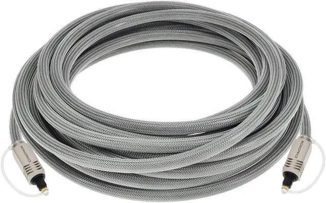 Alt view image 8 of 8 - Monoprice Premium S/PDIF (Toslink) Digital Optical Audio Cable - Silver - 25 Feet | Heavy Duty Mesh Jacket, Metal Connector Heads, For Play Station, Xbox one, Home theater & More