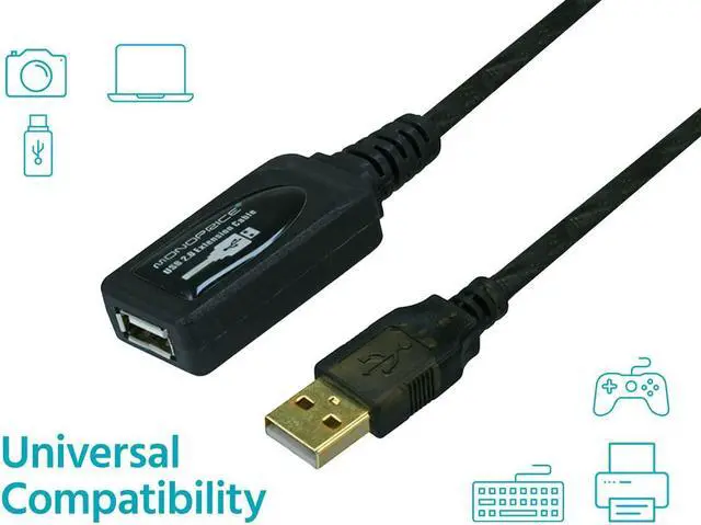 Alt view image 14 of 14 - Monoprice USB Type-A to Type-A Female 2.0 Extension Cable - Active, 28/24AWG, Repeater, Kinect and PS3 Move Compatible,
