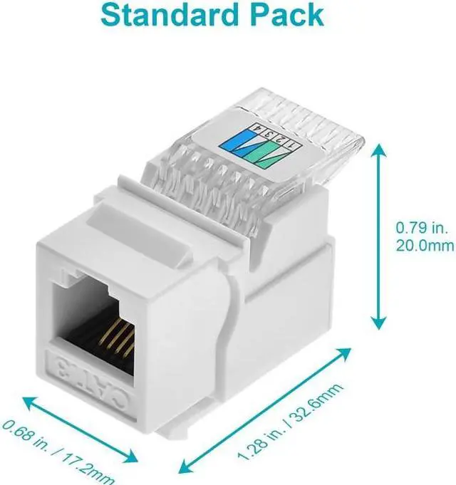 Alt view image 6 of 8 - Monoprice RJ11 Toolless 180-Degree Keystone Jack for 22-26AWG Solid Wire, White