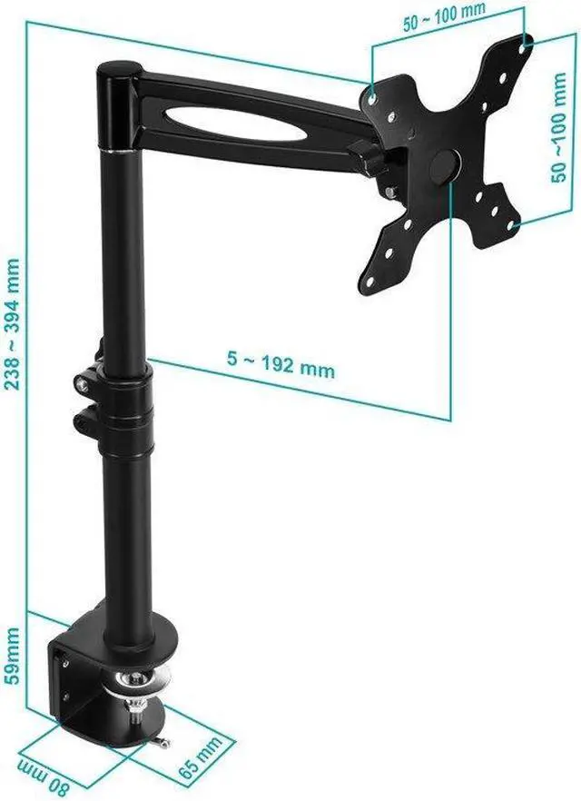 Alt view image 5 of 9 - Monoprice 2-Way Adjustable Tilting Desk Mount Bracket - Black For 13-30 Inch Monitors