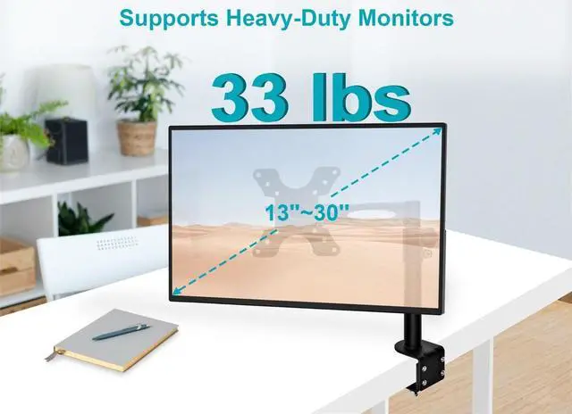 Alt view image 6 of 9 - Monoprice 2-Way Adjustable Tilting Desk Mount Bracket - Black For 13-30 Inch Monitors