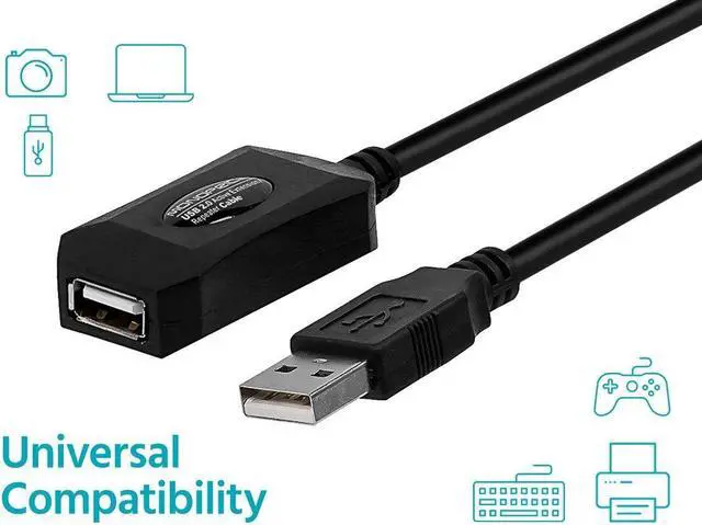 Alt view image 12 of 12 - Monoprice USB 2.0 Extension Cable - 16 Feet - Black | USB Type-A Male to Type-A Female, Active, 20/28AWG, Repeater, Kinect & PS3 Move Compatible