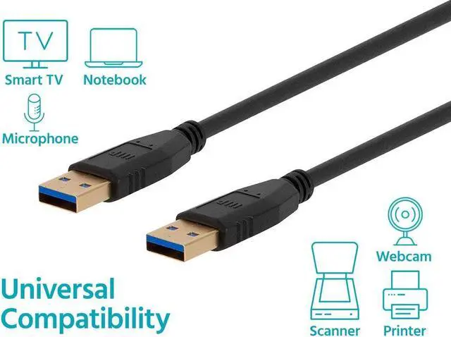 Alt view image 6 of 7 - Monoprice - 138597 USB 30 Type-A to Type-A cable - 3 Feet - Black, for Data Transfer, Modems, Printers, Hard Drive Enclosures - Select Series