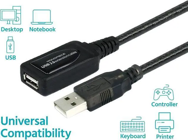 Alt view image 11 of 11 - Monoprice 65ft 20M USB 2.0 A Male to A Female Active Extension / Repeater Cable use with PlayStation, Xbox, Kinenct, Oculus VR, USB Flash Drive