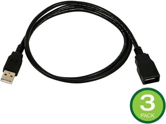 Main image of Monoprice USB-A to USB-A (F) 2.0 Cable - Black, 1m - 3 pack
