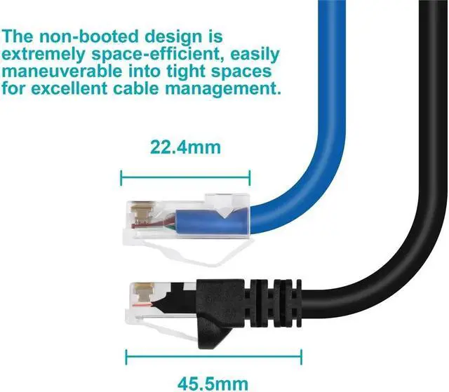 Alt view image 5 of 6 - Monoprice Cat6A Patch Cable - 30 Feet - Blue | 26AWG, 10G, Bare Copper conductor, Gold Plated Copper Connector, RJ45, Non-booted Ethernet Cable