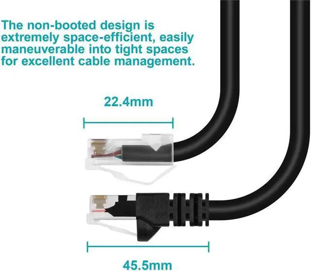 Alt view image 5 of 6 - Monoprice Cat6A Patch Cable - 20 Feet - Black | 26AWG, 10G, Bare Copper Conductor, Gold Plated Copper Connector, RJ45, Non-Booted Ethernet Cable