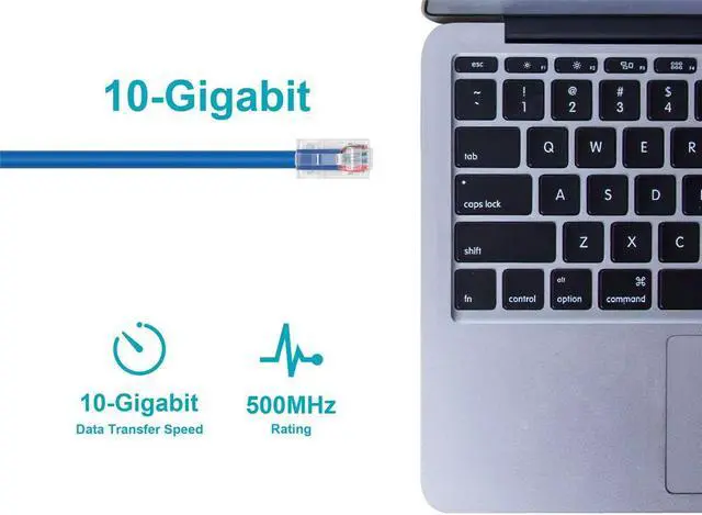 Alt view image 4 of 6 - Monoprice Cat6A Patch Cable - 20 Feet - Blue | 26AWG, 10G, Bare Copper conductor, Gold Plated Copper Connector, RJ45, Non-booted Ethernet Cable
