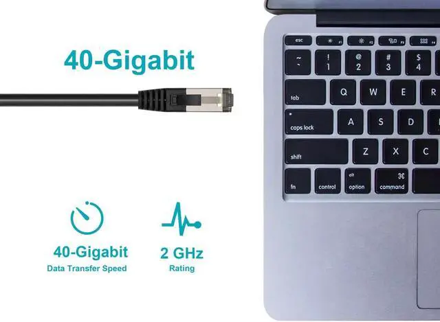 Alt view image 4 of 6 - Monoprice Cat8 Patch Cable - 14 Feet - Black | Double Shielded (S/FTP), 28AWG, 2GHz, 40G, Pure Bare Copper, Snagless RJ45, Ethernet Cable