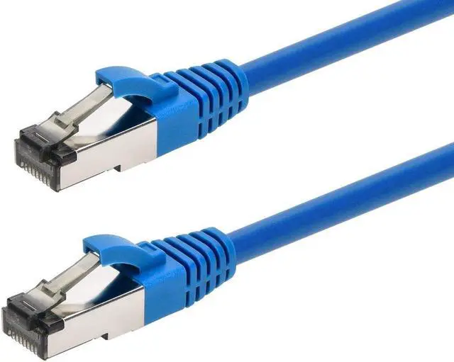 Main image of Monoprice Cat8 Patch Cable - 25 Feet - Blue | Double Shielded (S/FTP), 28AWG, 2GHz, 40G, Pure Bare Copper, Snagless RJ45, Ethernet Cable