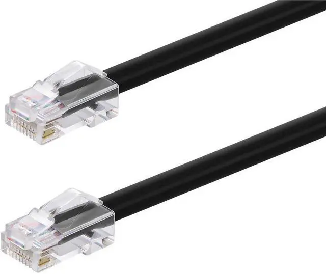 Main image of Monoprice Cat6A Patch Cable - 75 Feet - Black | 26AWG, 10G, Bare Copper Conductor, Gold Plated Copper Connector, RJ45, Non-Booted Ethernet Cable