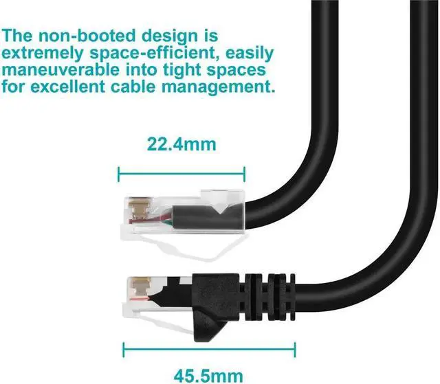 Alt view image 5 of 6 - Monoprice Cat6A Patch Cable - 75 Feet - Black | 26AWG, 10G, Bare Copper Conductor, Gold Plated Copper Connector, RJ45, Non-Booted Ethernet Cable