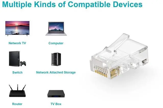 Alt view image 6 of 7 - Monoprice RJ-45 8P8C Plug Flat Stranded 50-Piece/Bag (107322)