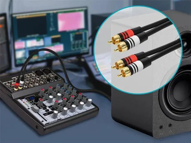 Alt view image 12 of 13 - Monoprice 1.5ft Premium 2 RCA Plug/2 RCA Plug M/M 22AWG Cable - Black