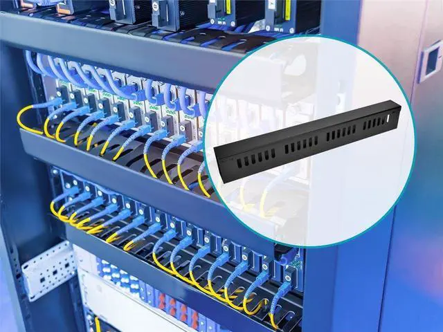 Alt view image 6 of 6 - Monoprice 1U 19in Metal Rackmount Cable Management Panel, Protects Cables, Promotes Good Airflow, Easy Grouping of Cables, Cable Organization