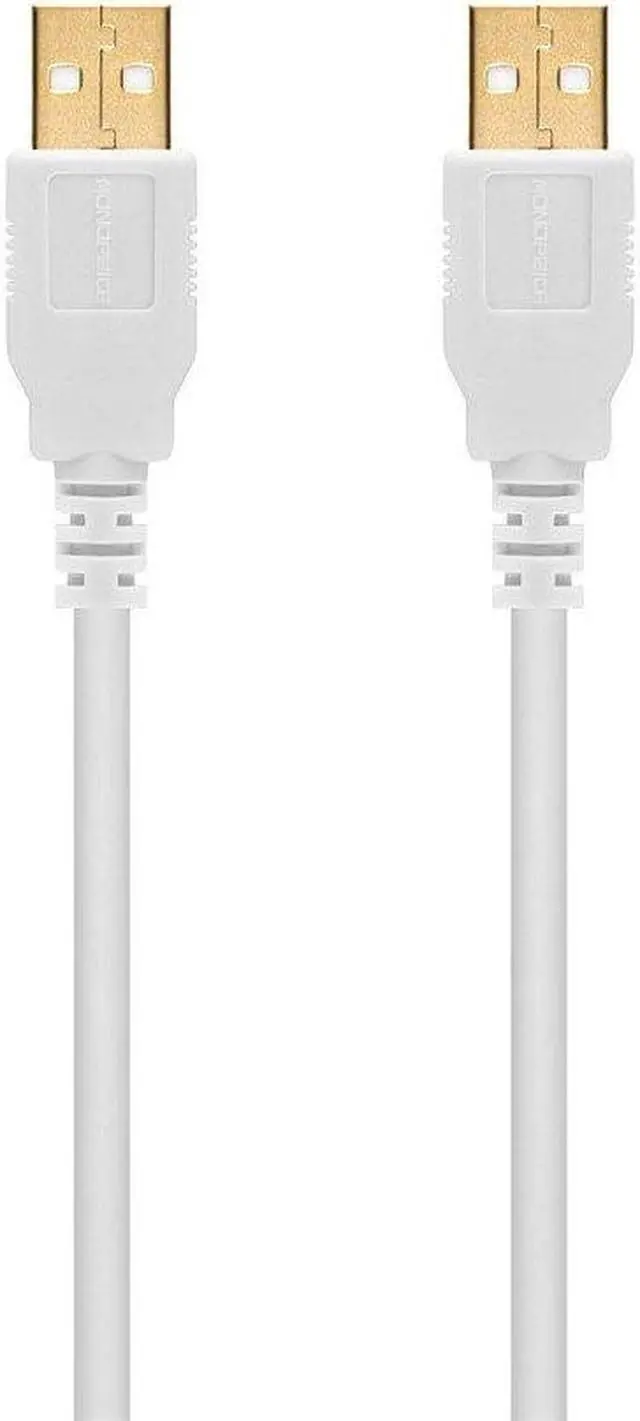 Alt view image 4 of 7 - Monoprice USB 2.0 Cable - 6 Feet - White | USB Type-A Male to USB Type-A Male, 28/24AWG, Gold Plated, 480 Mbps