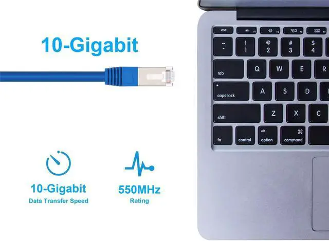 Alt view image 7 of 8 - Monoprice Cat6A Ethernet Patch Cable - 14 Feet - Blue | Network Internet Cord - RJ45, Stranded, 550Mhz, STP, Pure Bare Copper Wire, 10G, 26AWG - Zeroboot Series