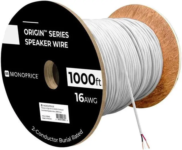 Alt view image 5 of 6 - Monoprice Speaker Wire, Burial Rated, 2-Conductor, 16AWG, 1000ft, Gray