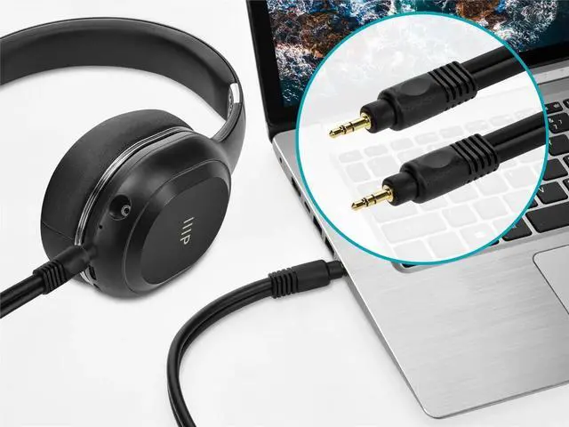 Alt view image 6 of 7 - Monoprice Audio Cable - 6 Feet - Black | Premium 3.5mm Stereo Male to 3.5mm Stereo Male 22AWG, Gold Plated