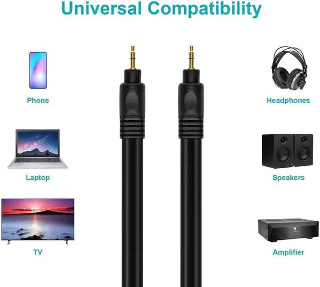 Alt view image 7 of 7 - Monoprice Audio Cable - 6 Feet - Black | Premium 3.5mm Stereo Male to 3.5mm Stereo Male 22AWG, Gold Plated